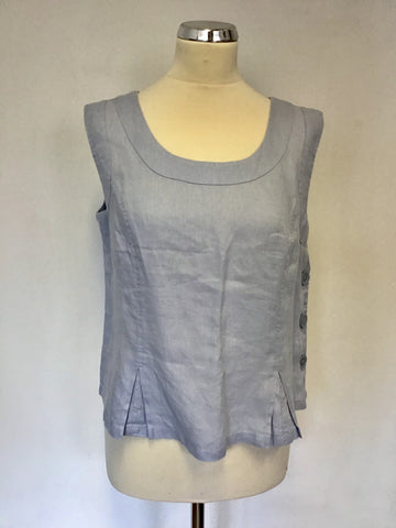HOBBS PALE BLUE LINEN SLEEVELESS YACHT TOP SIZE 12