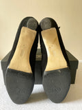 HOBBS BLACK SUEDE BUCKLE TRIM HEELED ANKLE BOOTS SIZE 8/42