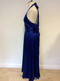 BRAND NEW COAST BLUE SILK HALTER NECK MAXI DRESS SIZE 16