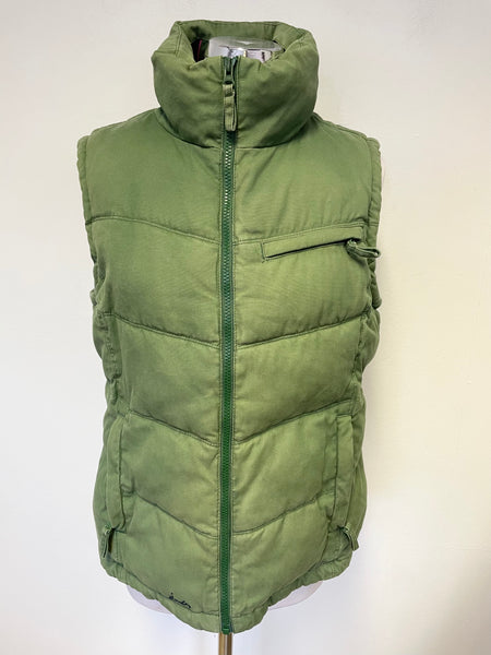 JOULES GREEN HIGH NECK PADDED SLEEVELESS GILET SIZE 14