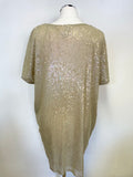 MNG CREAM BEADED & SEQUINNED SHORT SLEEVE SHIFT DRESS SIZE M