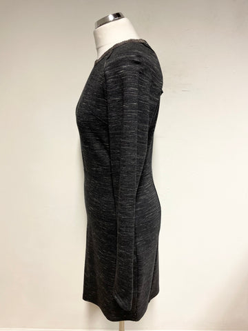 BRAND NEW MAISON SCOTCH DARK GREY LONG SLEEVE FITTED DRESS SIZE 2 UK 12