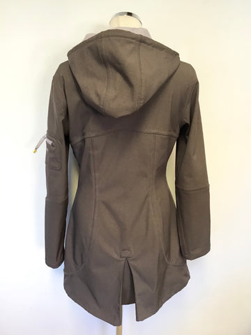 ISLE JACOBSEN MAUVE & LILAC TRIM HOODED RAINCOAT SIZE 36 UK 8/10