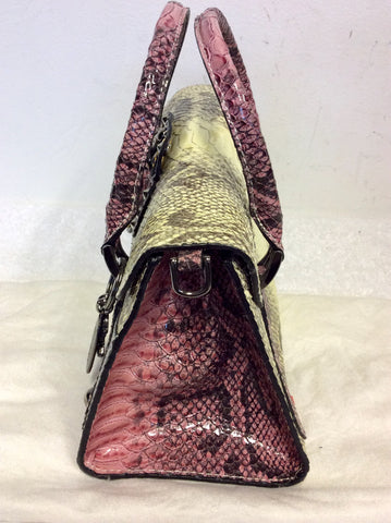 BRAND NEW GUESS LEMON,PINK & BLUE SNAKESKIN PRINT SHOULDER/HANDBAG