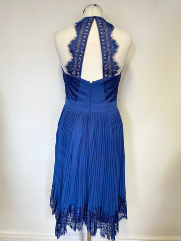 WHISTLES ROYAL BLUE LACE TRIM SPECIAL OCCASION  FIT & FLARE DRESS SIZE 10