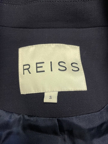 REISS NAVY BLUE SATIN TRIMMED TAILORED JACKET SIZE S