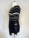 MINT VELVET NAVY BLUE & WHITE STRIPED KNIT OVER WRAP ACROSS TOP SIZE 10