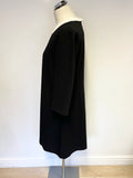 HOBBS BLACK & WHITE DETACHABLE COLLAR 3/4 SLEEVE A LINE SHIFT DRESS SIZE 14