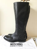 MOSCHINO CHEAP AND CHIC BLACK LEATHER BOOTS SIZE 3/35