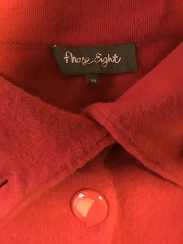 PHASE EIGHT RED KNIT LAMBSWOOL BUTTON FRONT COAT SIZE 14