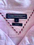 TOMMY HILFIGER PINK CUT OUT COLLAR LONG SLEEVED FITTED SHIRT SIZE 4 UK 8