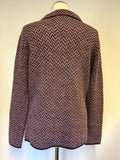 MIDA PINK & BROWN ZIG ZAG DESIGN COLLARED CARDIGAN/ JACKET SIZE XL