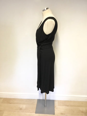 HOBBS BLACK SLEEVELESS WRAP DRESS SIZE 12