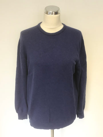 COTSWOLD COLLECTION BLUE PURE NEW WOOL LONG SLEEVE JUMPER SIZE L