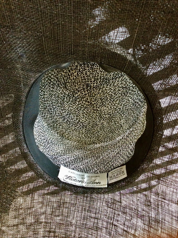 VICTORIA ANN BLACK & WHITE WEAVE WITH FEATHERS WIDE BRIM FORMAL HAT
