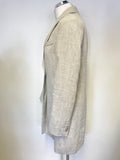 OUI NATURAL/ BEIGE 100% LINEN LONG LINE JACKET SIZE 10