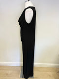 STAR BY JULIEN MACDONALD BLACK SLEEVELESS COWL NECK LONG EVENING DRESS SIZE 16