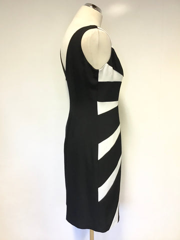 ADRIANNA PAPELL BLACK & WHITE SLEEVELESS PENCIL DRESS SIZE 8/10