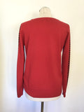 LK BENNETT KELLY ORCHID PINK & RED BEADED WOOL & CASHMERE JUMPER SIZE S