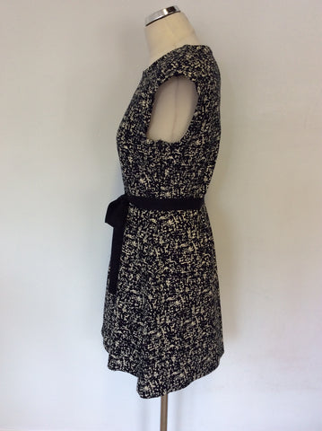 LOUCHE NAVY BLUE ELYSE SPLATTER PRINT A LINE DRESS SIZE 16