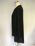 JOSEPH RIBKOFF BLACK ASYMETRIC HEM LONG SLEEVE TOP SIZE 12 ALSO FIT 14/16
