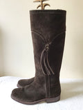 MOLOH TETBURY ENGLAND DARK BROWN SUEDE TASSEL TRIM BOOTS SIZE 3/36