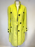BETTY BARCLAY COLLECTION CITRUS YELLOW COTTON KNEE LENGTH COAT SIZE 14