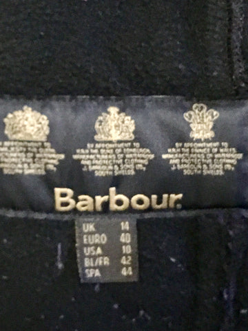 BARBOUR INTERNATIONAL AUBERGINE QUILTED BELTED JACKET SIZE 14