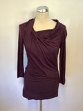VIVIENNE WESTWOOD ANGLOMANIA AUBERGINE DRAPED 3/4 SLEEVE TOP SIZE S