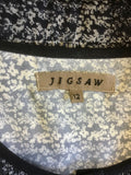 JIGSAW NAVY BLUE SMALL FLORAL PRINT 3/4 SLEEVE SILK TEA DRESS SIZE 12