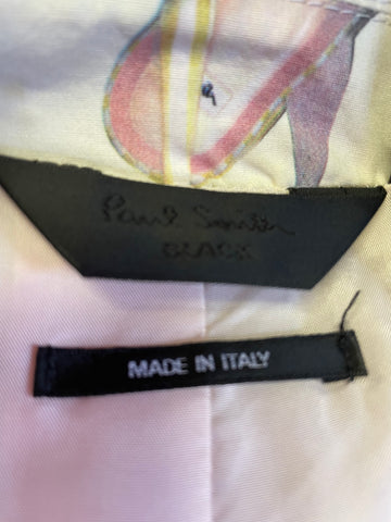 PAUL SMITH BLACK LABEL IVORY SHOE PRINT COTTON JACKET SIZE 40 UK 8