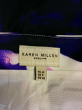 KAREN MILLEN PURPLE,WHITE & NAVY PRINT STRAPLESS DRESS SIZE 12