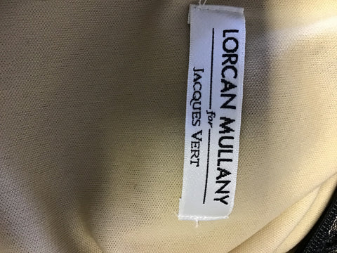 LORCAN MULLANY BY JACQUES VERT BLACK BEADED & SEQUINNED FRINGED EVENING DRESS SIZE 14