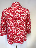 COTSWOLD COLLECTION RED & WHITE FLORAL PRINT COTTON JACKET SIZE 18