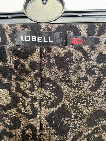 BRAND NEW ROBELL ROSE BLACK & GOLD ANIMAL PRINT STRETCH TROUSERS  SIZE 16