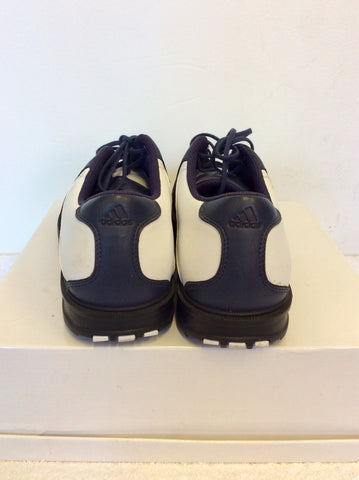 ADIDAS NAVY BLUE & WHITE LACE UP GOLF SHOES SIZE 7/40