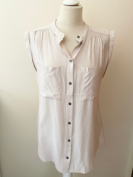MINT VELVET PUTTY BUTTON FRONT SLEEVELESS TOP SIZE 14