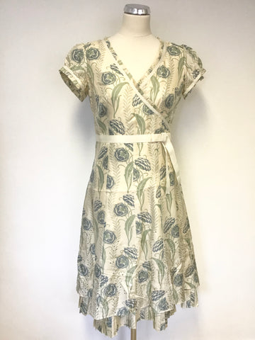 WHISTLES CREAM FLORAL PRINT SILK SPECIAL OCCASION DRESS SIZE 10