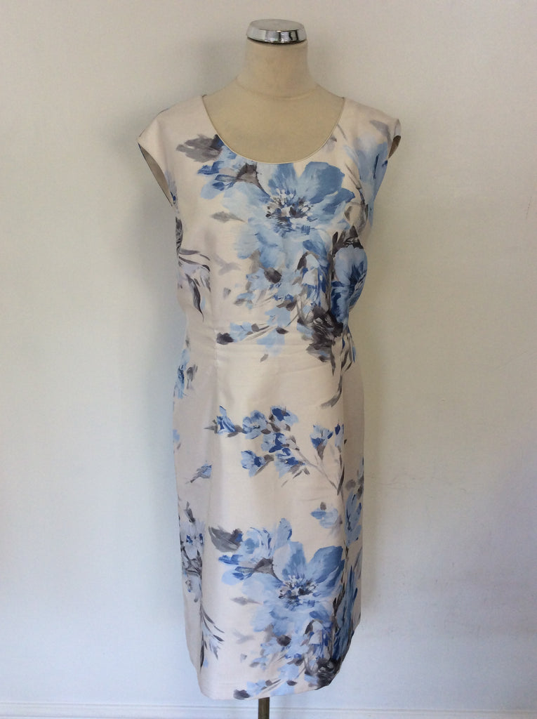 jacques vert blue dress JACQUES VERT MONIQUE RANGE POWDER BLUE SILK DEVORE DRESS SHADES OF BLUE FLORAL PRINT & POWDER BLUE SHORT JACKET