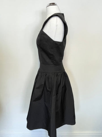 REISS LEAH BLACK SLEEVELESS DROPPED WAIST FIT & FLARE DRESS SIZE 8