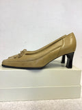 VAN DAL CAMEL LEATHER BOW TRIM COURT SHOES SIZE 5/38