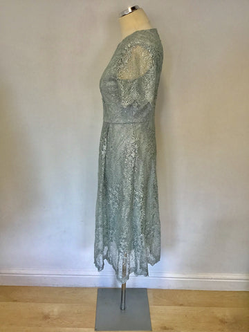 PHASE EIGHT MALIA PALE DUCK EGG LACE & SEQUIN SPECIAL OCCASION DRESS SIZE 10