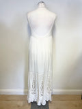 SOMEDAYS LOVIN WHITE THIN STRAP EMBROIDERED TRIM MAXI DRESS SIZE S UK 10