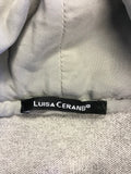 LUISA CERANO GREY WOOL & CASHMERE BLEND SILK TRIM CARDIGAN SIZE 10