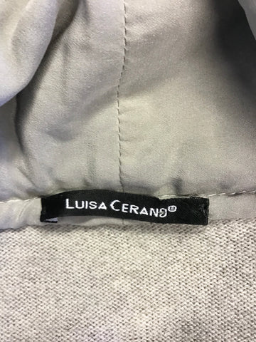 LUISA CERANO GREY WOOL & CASHMERE BLEND SILK TRIM CARDIGAN SIZE 10