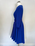 VALENTINO ROMA ROYAL BLUE 3/4 SLEEVE FIT & FLARE DRESS SIZE S UK SIZE 8