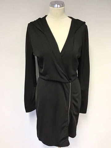 & OTHER STORIES BLACK HOODED LONG SLEEVE MINI DRESS SIZE 10