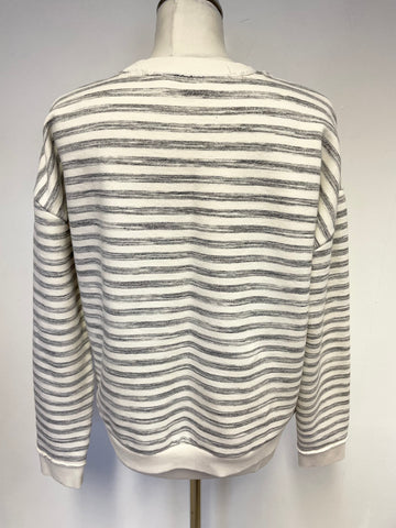 MINT VELVET GREY & WHITE STRIPE ‘BE YOU’ SWEATSHIRT SIZE 18