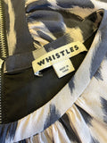 WHISTLES BLACK,GREY & NUDE PRINT SILK SHORT SLEEVE REAR ZIP PENCIL DRESS SIZE 12