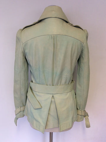 MULBERRY LIGHT GREEN COLOUR WASH LEATHER JACKET SIZE 10